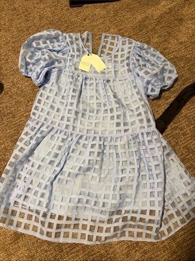 NWT English factory blue window pane dress size S